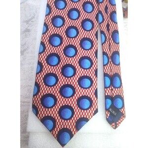 Vtg Muhammad Ali Signature Collection Mens Boxing Neck Tie Red w Blue Dots Silk